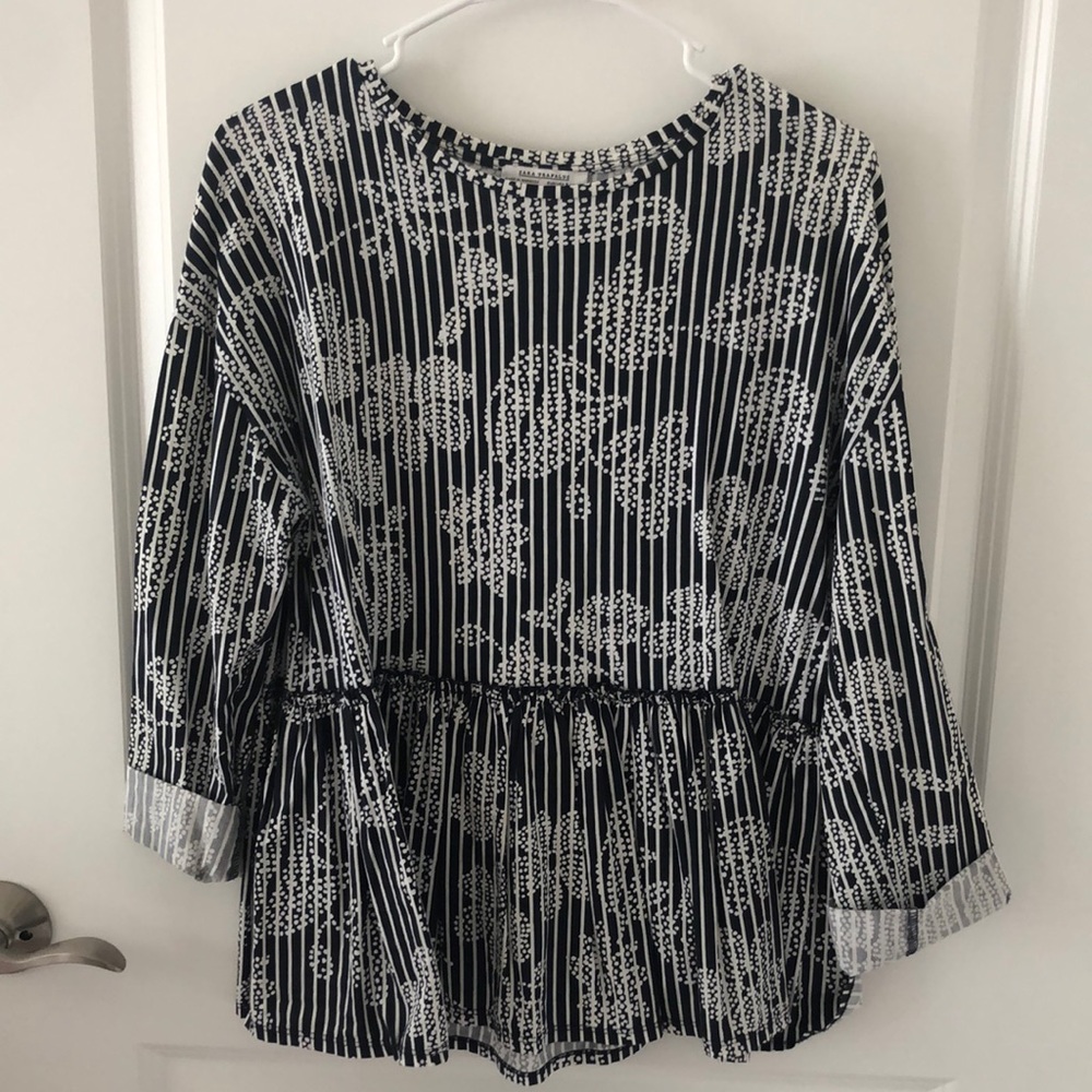 Nautical Themed Peplum Blouse